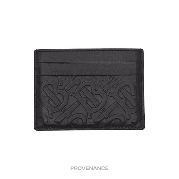 🔴 Burberry TB Monogram Card Holder Wallet - Embossed Black - Picture 1 of 8